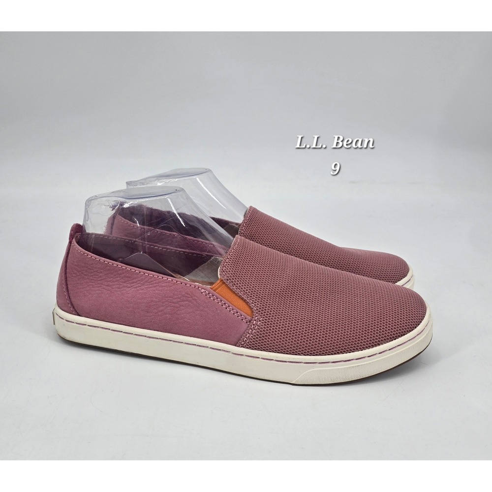 L.L.Bean Women's 9 Slip On Shoes Dusty Rose Nubuck Leather Mesh Walking Casual